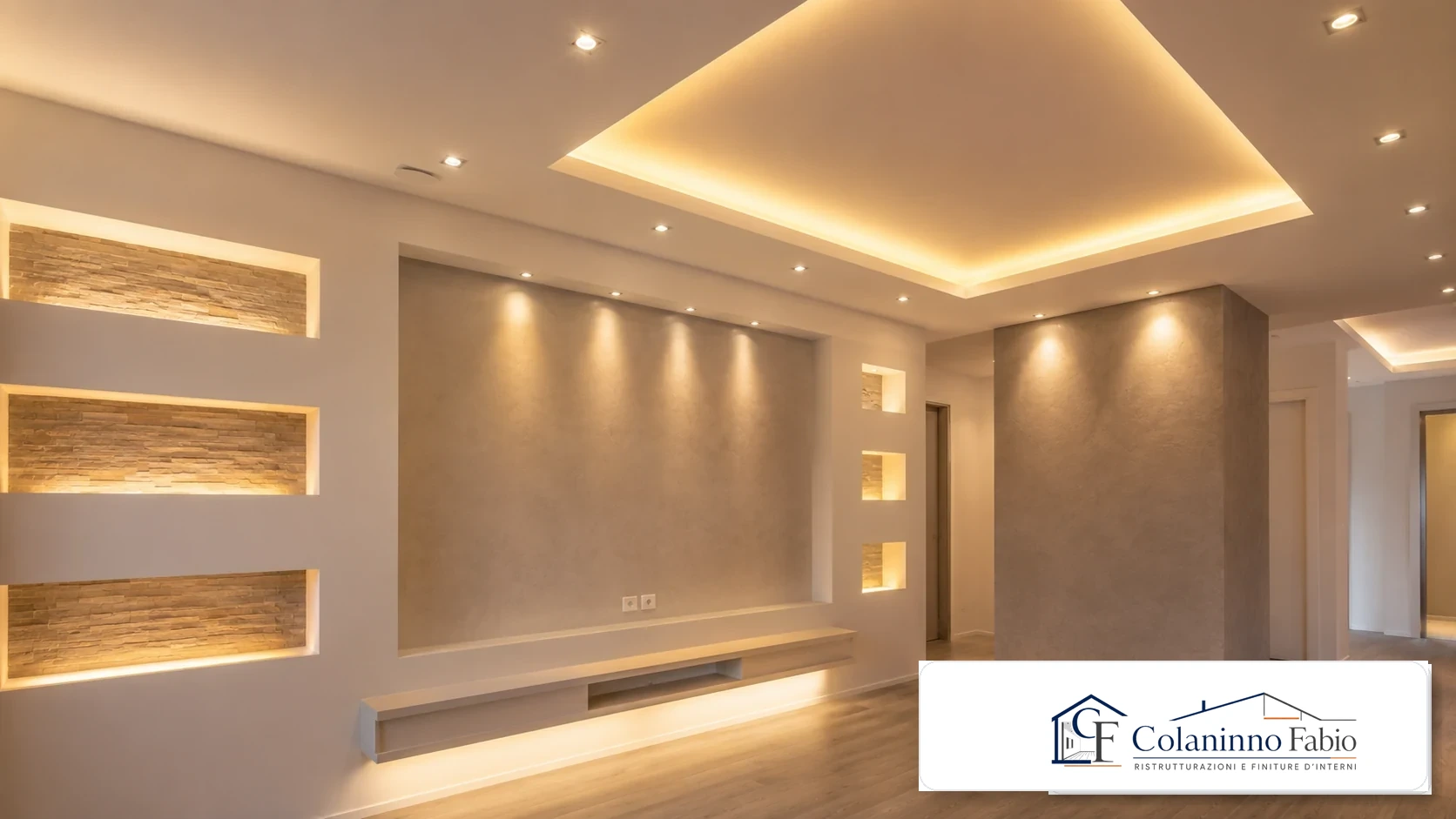 Controsoffitto in cartongesso con illuminazione integrata